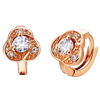 Sweet Silver And Gold Plated With Cubic Zirconia Flower Womens Earring(More Colors)