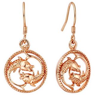 Fashion Silver And Gold Plated With Pisces Drop Womens Earring(More Colors)