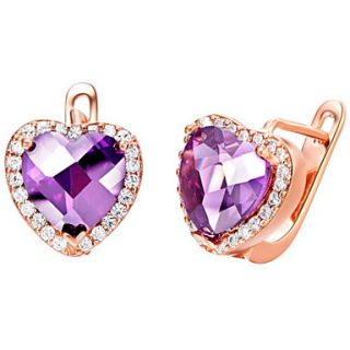 Sweet Gold Plated Gold With Cubic Zirconia Heart Shape Womens Earring(More Colors)