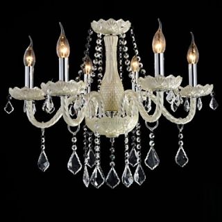 6 Light The style of palace Glass Chandelier With Candle Bulb