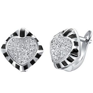 Special Silver Plated With Cubic Zirconia And Stoving Varnish Rhombus Shape Womens Earring