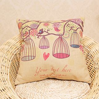 Cute Cartoon Colorful Birdcage Pattern Decorative Pillow With Insert