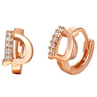 Special Silver And Gold Plated With Cubic Zirconia Letter D Womens Earring(More Colors)