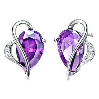 Elegant Silver Plated Silver With Cubic Zirconia Drop Womens Earring(More Colors)