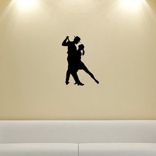 Couple Dancing Tango Silhouette Wall Vinyl Decal (Glossy blackDimensions 25 inches wide x 35 inches long )
