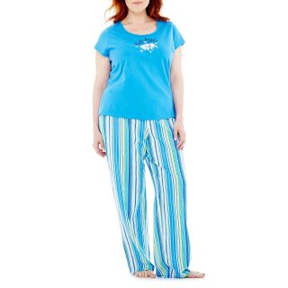 MIXIT Mixit Short Sleeve Pajama Set   Plus, Blue, Womens