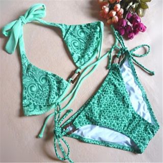 Womens Sexy Green Printing Push Up Bikini
