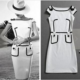 Women White Black Business Casual Cotton Dresses