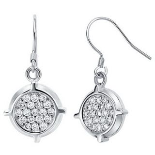 Simple Silver Plated Silver With Cubic Zirconia Round Drop Womens Earring
