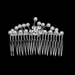Alloy Womens Wedding/Party Hair Comb With Rhinestone And Pearl