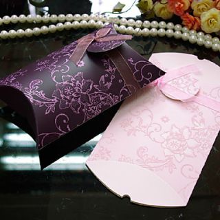 Embossed Pillow Shaped Favor Boxes with Gimp   Set of 6 (More Colors)