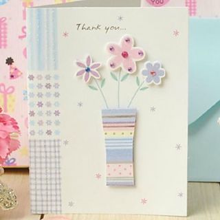 Floral Side Fold Thank You Card with Rhinestone for Mothers Day