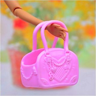 Barbie Doll Loving Heart Pattern Pink PVC Handbag