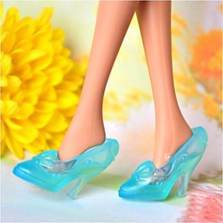 Barbie Doll Classic Style Lake Blue PVC High heeled Shoes
