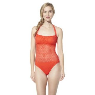 Mossimo Womens Crochet Mix and Match 1 Piece Swimsuit  Tangelo L