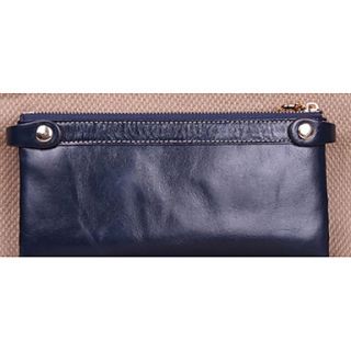 WomanS Wax Leather Zipper Handbags Fashion Double Coin Purse