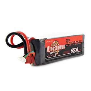 Wild Scorpion 7.4V 2S 5500mAh 45C Li Po Battery(T Plug)