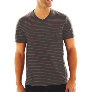 CLAIBORNE Fine Stripe Tee, Cherry Tomato Cbo, Mens