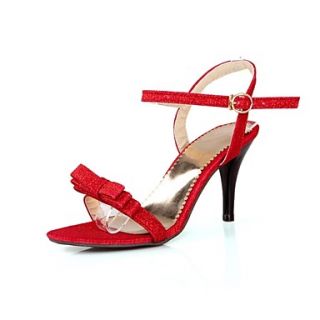 Sparkling Glitter Womens Stiletto Heel Open Toe Sandals with Bowknot Shoes(More Colors)