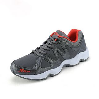 Xtep Mens Gray Suede Synthetic Leather Running Shoes