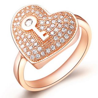 Sweet Sliver Or Gold With Cubic Zirconia Heart Womens Ring(1 Pc)