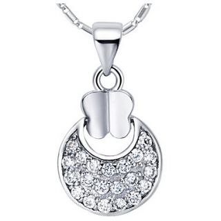 Hot Sale Graceful Round Shape Slivery Alloy Necklace With Rhinestone(1 Pc)