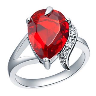 Elegant Sliver With Cubic Zirconia Tear Womens Ring(Purple,Red)(1 Pc)