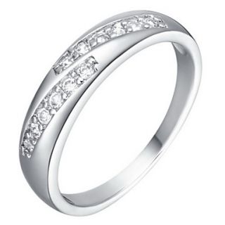 Simple Sliver With Cubic Zirconia Band Womens Ring(1 Pc)
