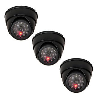 3 x Dummy Dome Security Cameras Fake IR LED Simulated Home CCTV Surveillance with Flashing Light C3B
