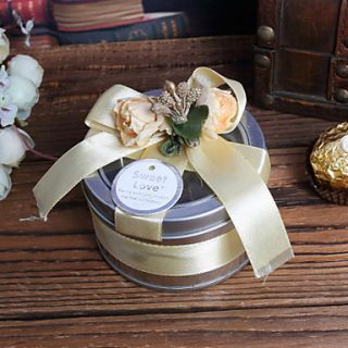 Gold Cylinder Favor Tins With Ribbon   Set of 6