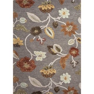 Floral Hand tufted Gray Wool/ Silk Rug (5 X 8)