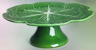 Bordallo Pinheiro Cabbage Green 12 Diameter Pedestal Cake Stand, Fine China Din