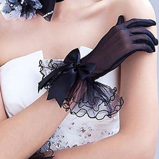 Tulle Fingertips Wrist Length Wedding/Party Glove With Bow(More Colors)