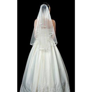 One Tier Fingertips Wedding Veil With Ribbon Edge(More Colors)