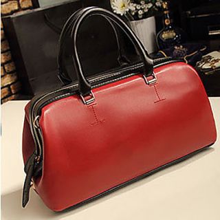 POLO Womens Vintage Solid Color Satchel Bag(Red)
