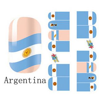 2x14PCS Argentina World Cup Pattern Nail Art Stickers