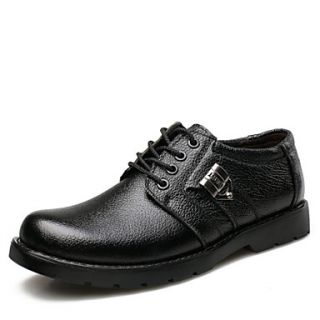 Leather Mens Flat Heel Comfort Oxfords Shoes With Lace up