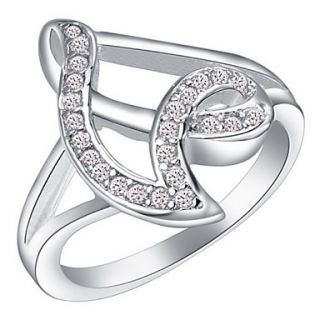 Stylis Sliver With Cubic Zirconia Cross Womens Ring(1 Pc)