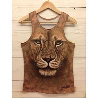 Mens 3D Series Lion Printing Tight Movement Vests