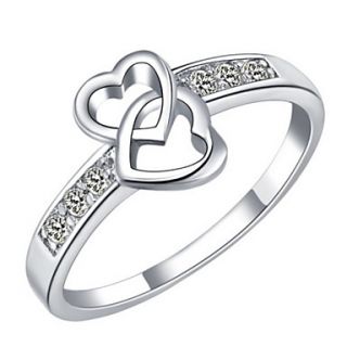 Fashionable Sliver Clear With Cubic Zirconia Heart Cut Womens Ring(1 Pc)