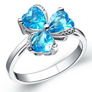 Fashionable Sliver With Cubic Zirconia Flower Womens Ring(Blue,Red,Purple)(1 Pc)
