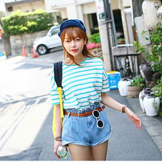 KYJ Womens Round Collar Stripes Oversized T Shirt (More Colors)