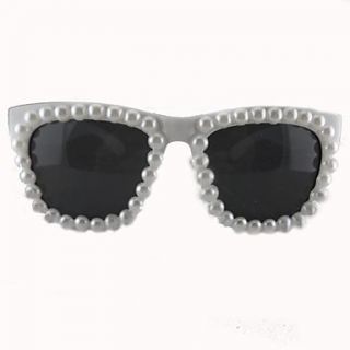 Womens Full Pearls Frame Gray Lens Sunglasses