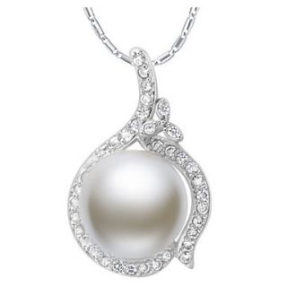 Hot Sale Graceful Big Imitation Pearl Slivery Alloy Necklace(1 Pc)