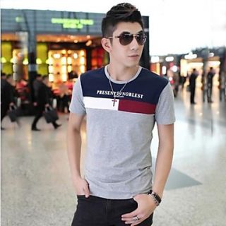 Mens Round Neck Casual Short Sleeve Splicing T shirts(Acc Not Included)