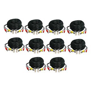 10PACK 50 ft BNC to RCA Security Camera Video Audio Power Cable Wire DVR CCTV Mic