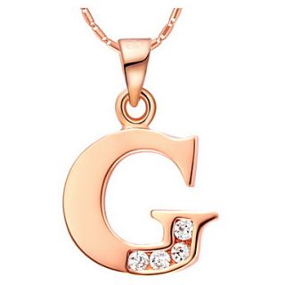VintageG Logo Alloy Womens Necklace With Rhinestone(1 Pc)(Gold,Silvery)
