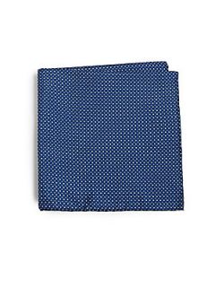 Brioni Mini Dots & Squares Silk Tie   Blue