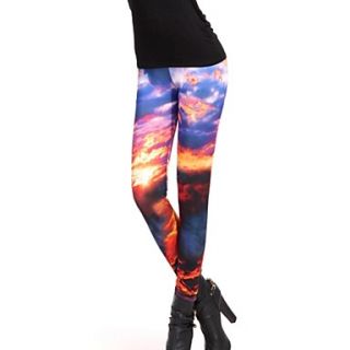 Elonbo Sunset Style Digital Painting Women Free Size Tight Leggings