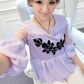 Womens Spring Korean Style Chiffon Sweet Angel Sleeve T Shirt